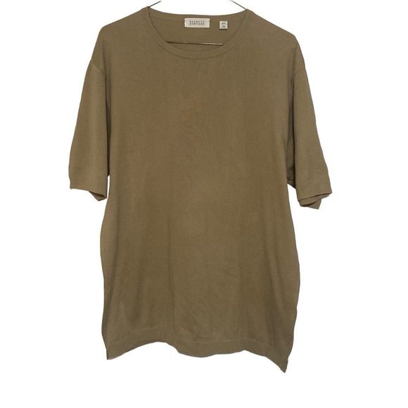 Vintage Barneys New York Short Sleeve Tan Sweater Made in Italy Men Size Large - Picture 1 of 9